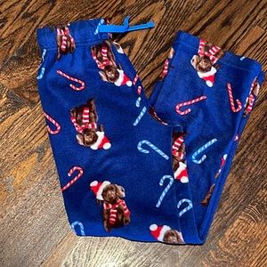 Christmas Santa Puppy Fleece Lounge Pants